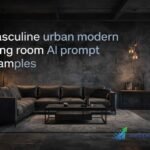 masculine urban modern living room ai prompt examples