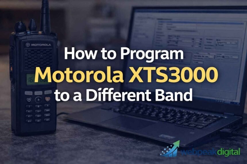 how to program motorola xts3000 to a different band